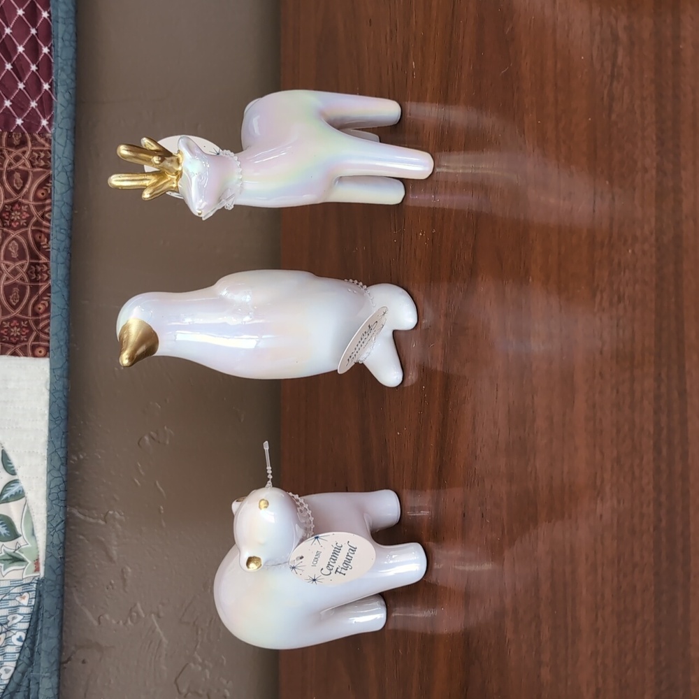 NWT Target Bullseye Playground Christmas 2024 3 Ceramic figures iridescent